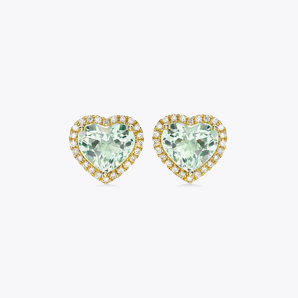 Women's Green Diamond shops Heart Earrings