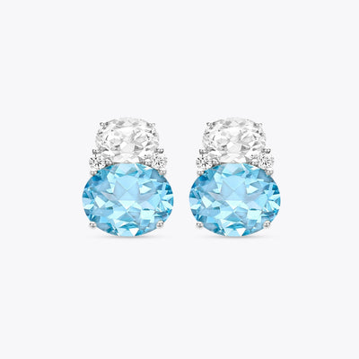 Special Editions Fire Opal Double Diamond Oval Earrings