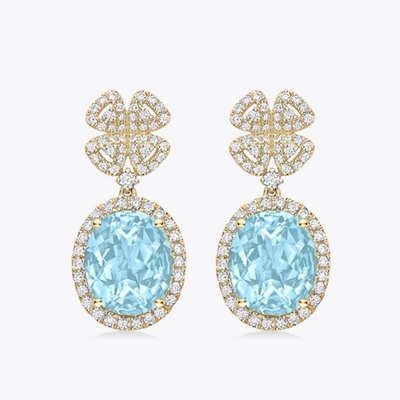 Signatures Blue Topaz and Diamond Clover Top Earrings