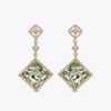 Special Editions Green Amethyst and Diamond Square Earrings