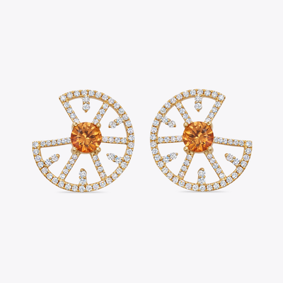 Mandarin Garnet and Diamond Earrings