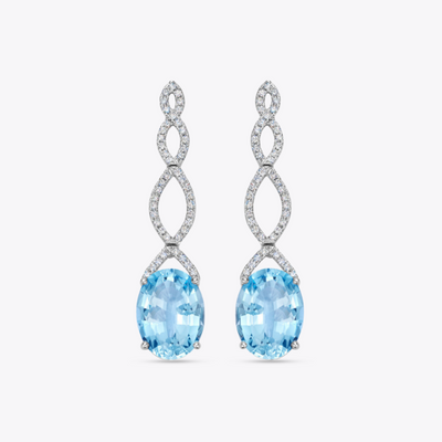 Special Editions Aquamarine and Diamond Twist Earrings