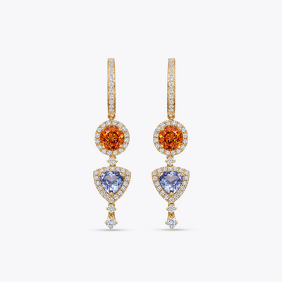 Special Editions Mandarin Garnet, Tanzanite and Diamond Mini Drop Earrings