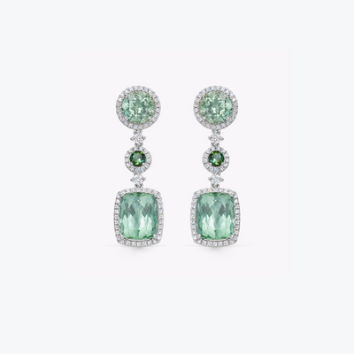 Special Editions Green Tourmaline and Diamond Drop Earrings