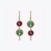 Special Editions Mismatched Rubellite, Green Tourmaline and Diamond Drop Earrings