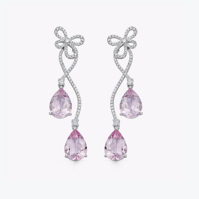 Special Editions Double Morganite and Diamond Bow Earrings