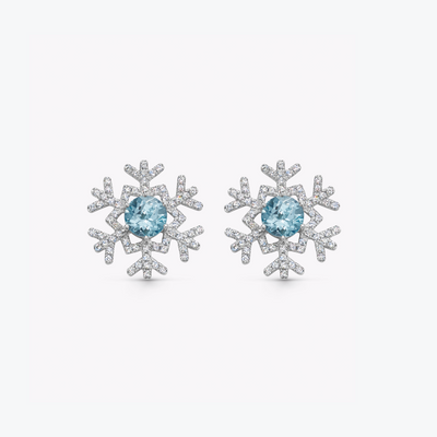 Snowflake Diamond and Blue Topaz Earrings