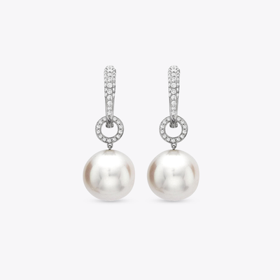 Pearl and Diamond Ribbon Earrings