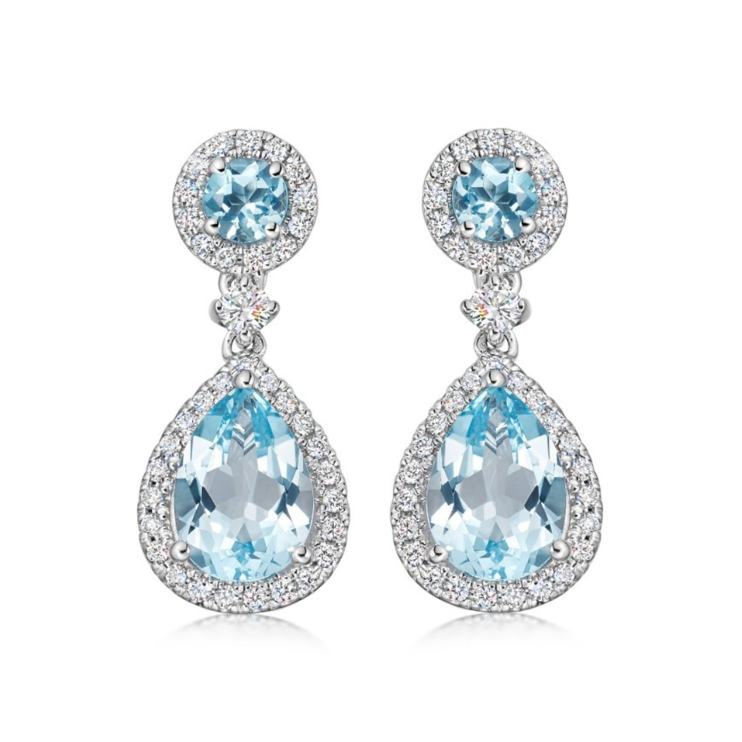 Grace Blue Topaz and Diamond Round Top Pear Earrings – Kiki McDonough