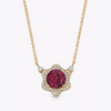 Special Editions Rhodolite Garnet and Diamond Wave Halo Necklace