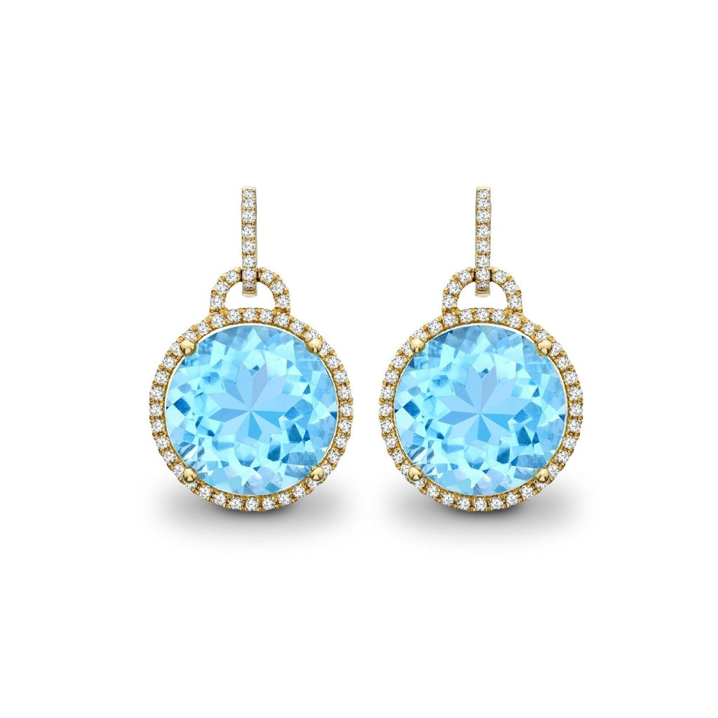 Grace Round Blue Topaz Drop Earrings